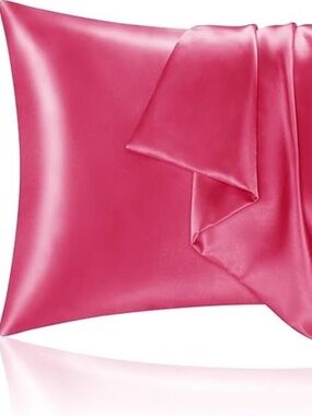 Bedelite Satin Pillowcases Set of 2 Zipper Closure Hot Pink Super Soft 20" x 30"